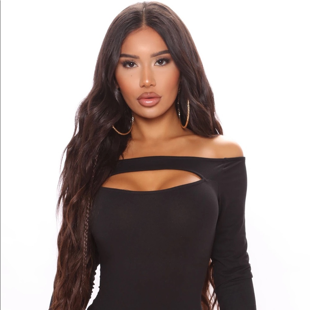 Off shoulder long sleeve bodysuit